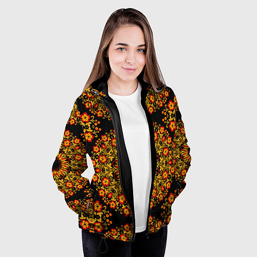 Женская куртка Хохлома Роспись / 3D-Черный – фото 3