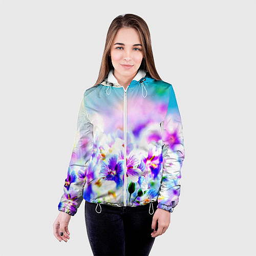 Женская куртка Цветочное поле / 3D-Белый – фото 4