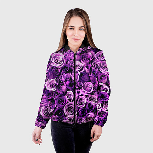 Женская куртка Цветочки / 3D-Черный – фото 4