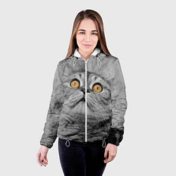 Куртка с капюшоном женская Взгляд котика, цвет: 3D-белый — фото 2