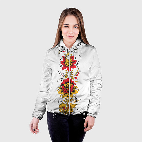 Женская куртка Хохлома: цветы / 3D-Белый – фото 4