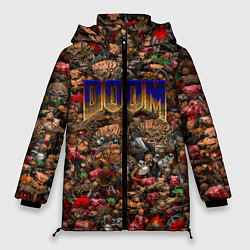 Куртка зимняя женская DOOM: Pixel Monsters, цвет: 3D-черный