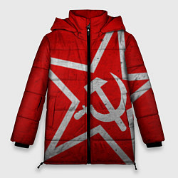 Куртка зимняя женская Флаг СССР: Серп и Молот, цвет: 3D-черный