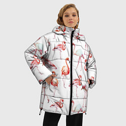 Куртка зимняя женская Действия фламинго, цвет: 3D-красный — фото 2