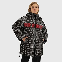 Куртка зимняя женская Mr. Robot: Binary code, цвет: 3D-красный — фото 2