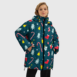 Куртка зимняя женская Новогодний узор, цвет: 3D-черный — фото 2