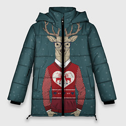Куртка зимняя женская Олень хипстер, цвет: 3D-красный