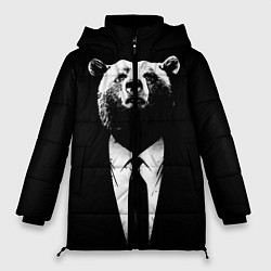 Куртка зимняя женская Медведь бизнесмен, цвет: 3D-черный