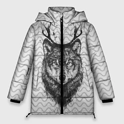 Куртка зимняя женская Рогатый волк, цвет: 3D-черный