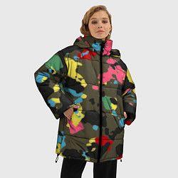 Куртка зимняя женская Цветной камуфляж, цвет: 3D-черный — фото 2