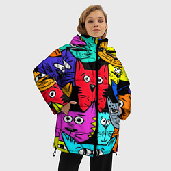 Куртка зимняя женская Кошачьи мордочки, цвет: 3D-красный — фото 2