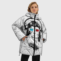 Куртка зимняя женская Обезьяна в наушниках, цвет: 3D-светло-серый — фото 2