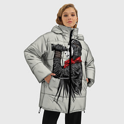 Куртка зимняя женская Панда танкист, цвет: 3D-красный — фото 2