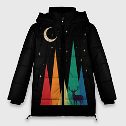 Куртка зимняя женская Винтажная ночь, цвет: 3D-черный