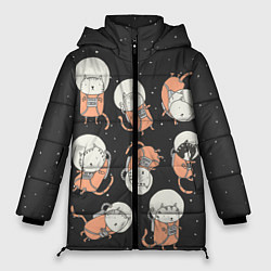 Куртка зимняя женская Космические котики, цвет: 3D-черный