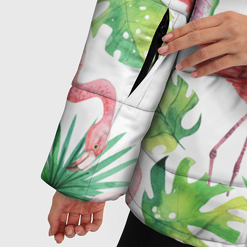 Женская зимняя куртка Фламинго в тропиках / 3D-Красный – фото 5