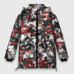 Женская зимняя куртка Камуфляж: серый/красный
