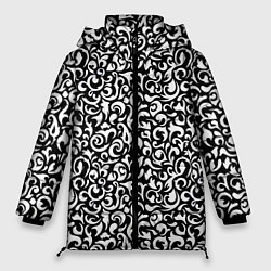 Куртка зимняя женская Винтажные листья, цвет: 3D-черный