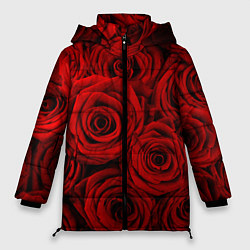 Куртка зимняя женская Красные розы, цвет: 3D-красный