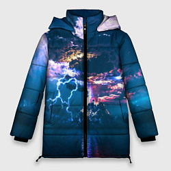 Куртка зимняя женская Извержение вулкана, цвет: 3D-черный