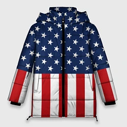 Куртка зимняя женская Флаг США, цвет: 3D-светло-серый