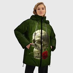 Куртка зимняя женская Череп и роза, цвет: 3D-черный — фото 2