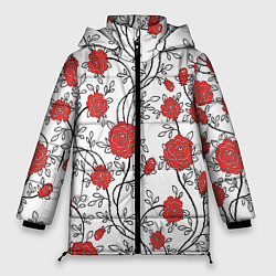 Куртка зимняя женская Сад из Роз, цвет: 3D-черный