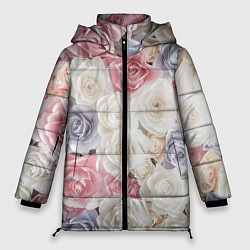 Куртка зимняя женская Букет из роз, цвет: 3D-черный