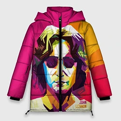 Куртка зимняя женская Джон Леннон: фан-арт, цвет: 3D-черный