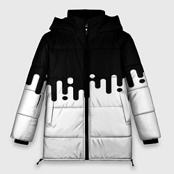 Куртка зимняя женская Чёрно-белый узор, цвет: 3D-светло-серый