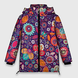 Куртка зимняя женская Цветочный взрыв, цвет: 3D-красный