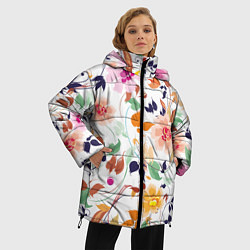 Куртка зимняя женская Нежные цветы, цвет: 3D-черный — фото 2