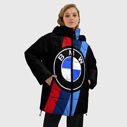 Куртка зимняя женская BMW 2021 M SPORT БМВ М СПОРТ, цвет: 3D-черный — фото 2