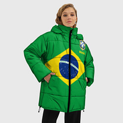 Куртка зимняя женская Сборная Бразилии: зеленая, цвет: 3D-светло-серый — фото 2