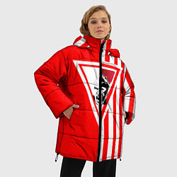 Куртка зимняя женская Красно-белый воин, цвет: 3D-светло-серый — фото 2