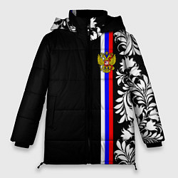 Куртка зимняя женская Россия: цветочная коллекция, цвет: 3D-черный