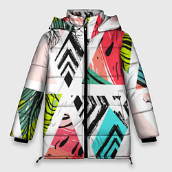 Куртка зимняя женская Тропическое ассорти, цвет: 3D-черный