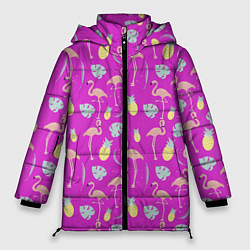 Куртка зимняя женская Тропическое наслаждение, цвет: 3D-черный