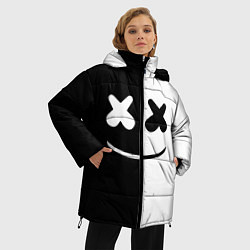 Куртка зимняя женская Marshmello: Black & White, цвет: 3D-красный — фото 2