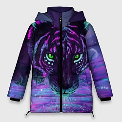 Куртка зимняя женская Неоновый тигр, цвет: 3D-черный