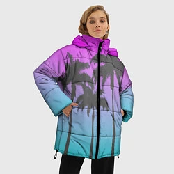 Куртка зимняя женская Пальмы 80s, цвет: 3D-черный — фото 2