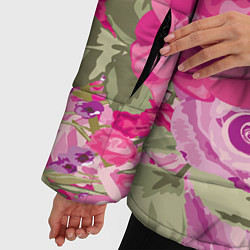 Куртка зимняя женская Black Pink: Abstract Flowers, цвет: 3D-красный — фото 2