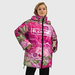 Куртка зимняя женская Black Pink: Abstract Flowers, цвет: 3D-красный — фото 2