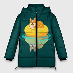 Куртка зимняя женская Корги на пончике, цвет: 3D-черный