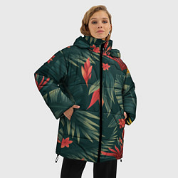 Куртка зимняя женская Зеленые тропики, цвет: 3D-черный — фото 2