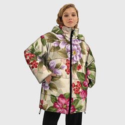 Куртка зимняя женская Цветочный мотив, цвет: 3D-черный — фото 2
