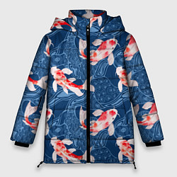 Куртка зимняя женская Карпы кои, цвет: 3D-черный