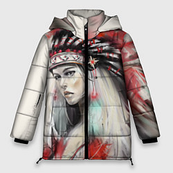 Куртка зимняя женская Индейская девушка, цвет: 3D-черный