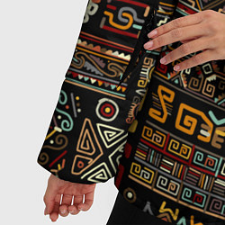 Куртка зимняя женская Этнический орнамент - Африка, цвет: 3D-черный — фото 2