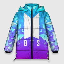 Куртка зимняя женская BTS: Violet Butterflies, цвет: 3D-черный